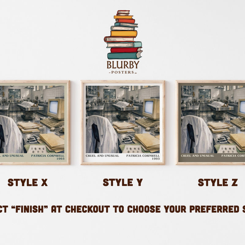 Cruel and Unusual literary print in frame leaning in hallway – crime wall art