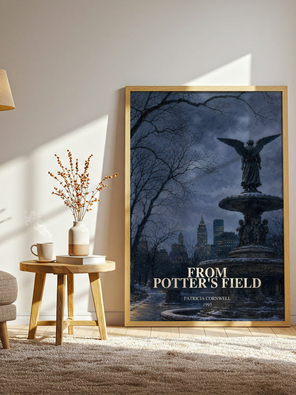 From Potter's Field watercolour print in frame leaning in hallway – crime wall art