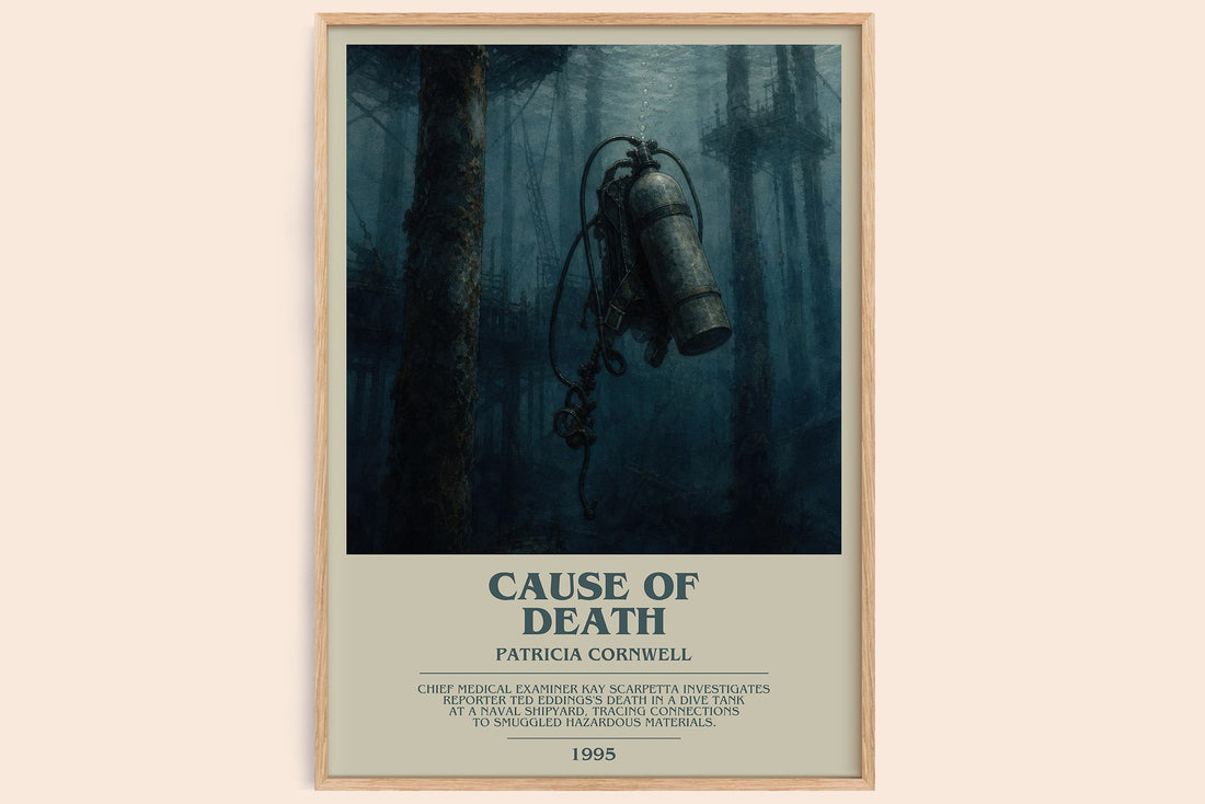 Cause of Death bookish book poster by Patricia Cornwell – framed literary art print