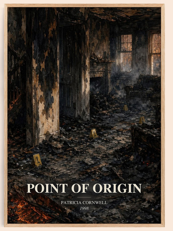 Point of Origin watercolour book poster by Patricia Cornwell – framed literary art print