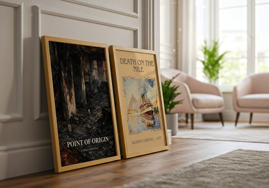 Point of Origin watercolour print framed by window – literary home decor
