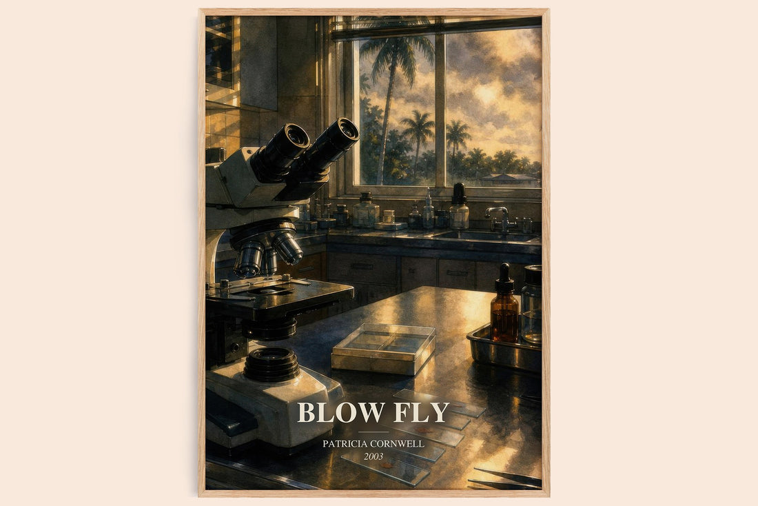 Blow Fly watercolour book poster by Patricia Cornwell – framed literary art print