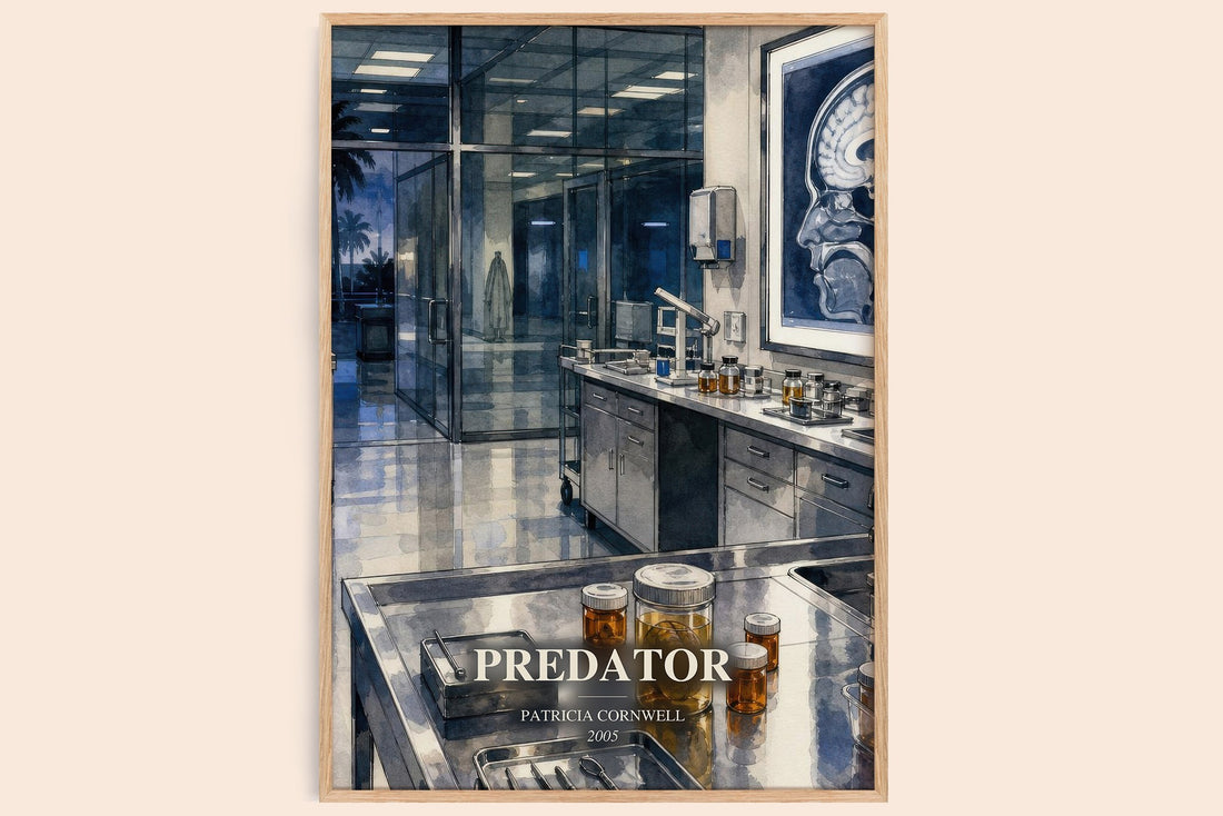 Predator watercolour book poster by Patricia Cornwell – framed literary art print