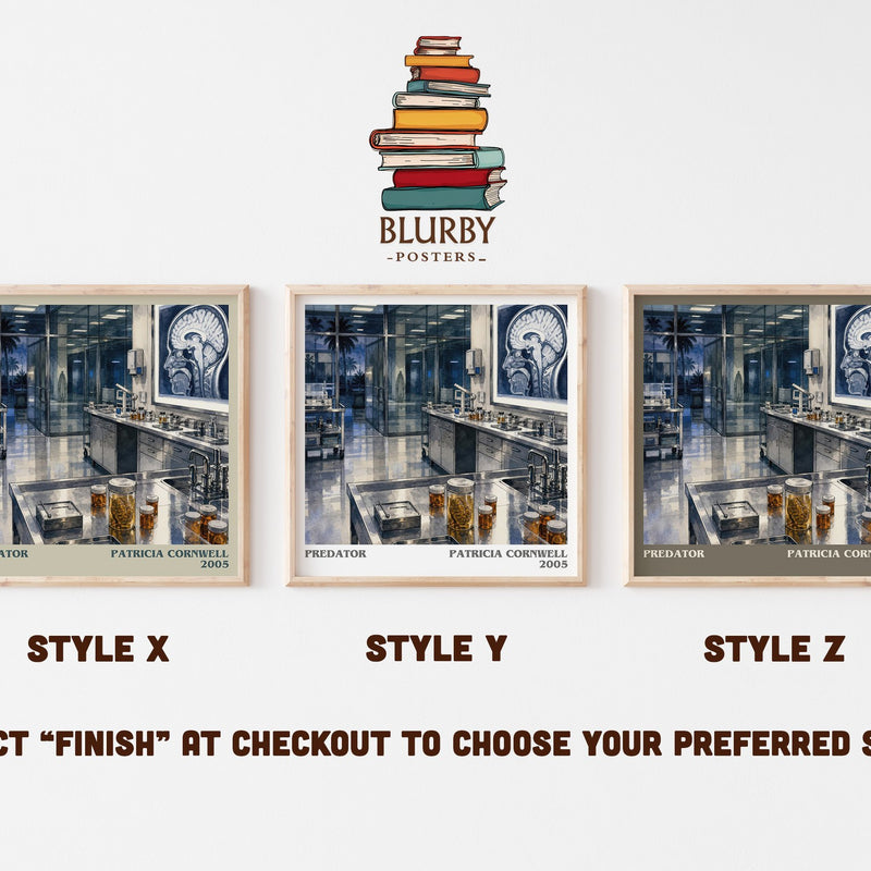 Predator literary print in frame leaning in hallway – crime wall art