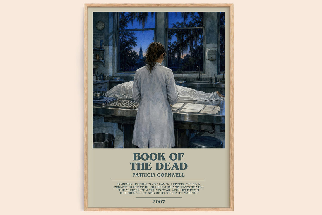 Book of the Dead bookish book poster by Patricia Cornwell – framed literary art print