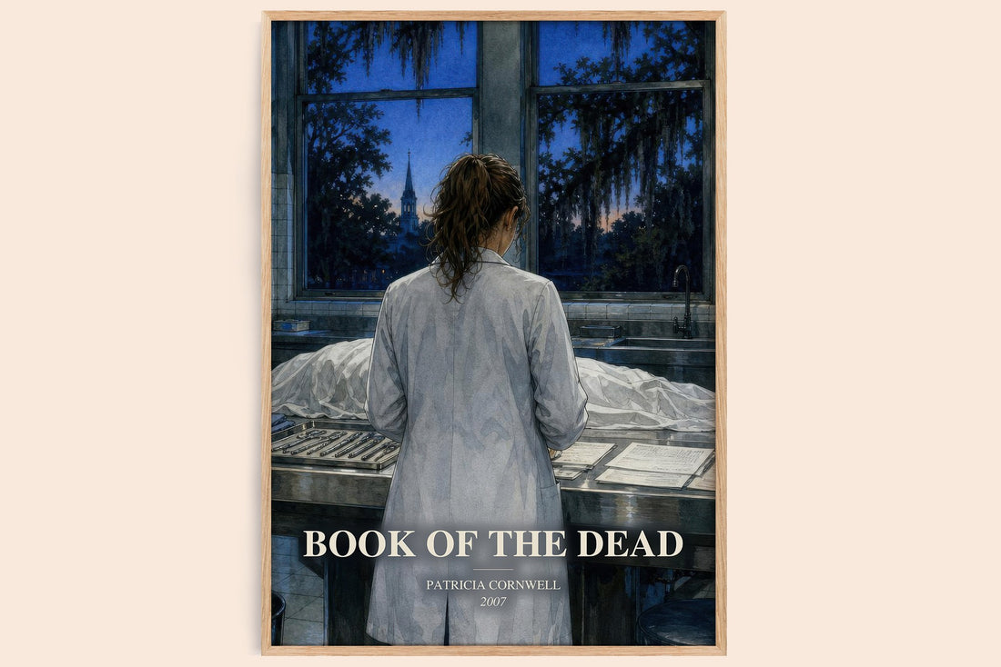 Book of the Dead watercolour book poster by Patricia Cornwell – framed literary art print