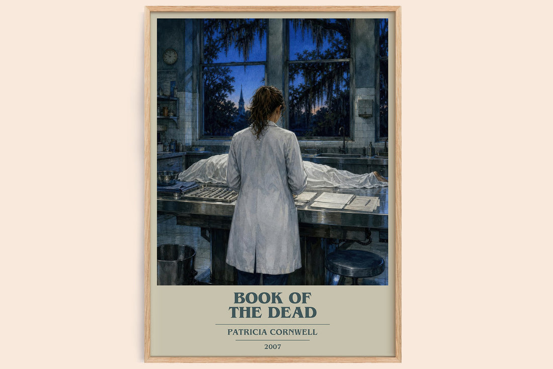Book of the Dead book cover book poster by Patricia Cornwell – framed literary art print