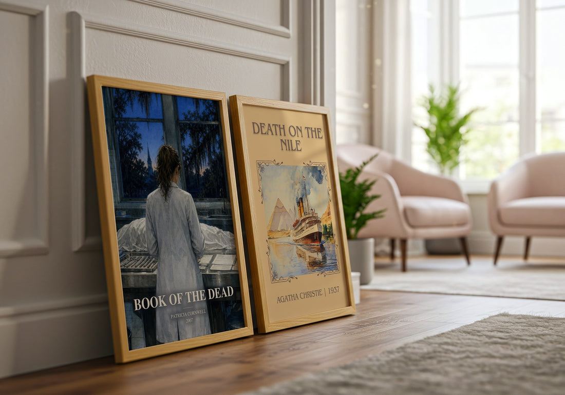 Book of the Dead watercolour print framed by window – literary home decor