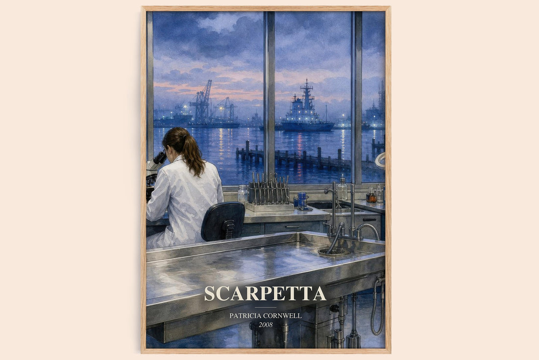 Scarpetta watercolour book poster by Patricia Cornwell – framed literary art print