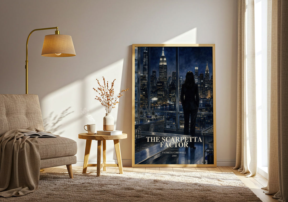 The Scarpetta Factor watercolour print in frame leaning in hallway – crime wall art