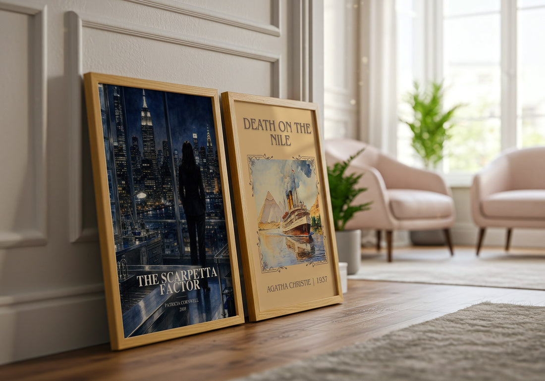 The Scarpetta Factor watercolour print framed by window – literary home decor