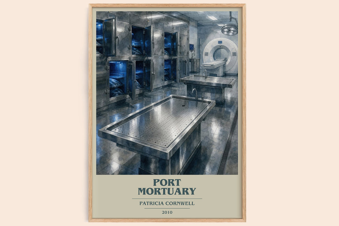 Port Mortuary book cover book poster by Patricia Cornwell – framed literary art print