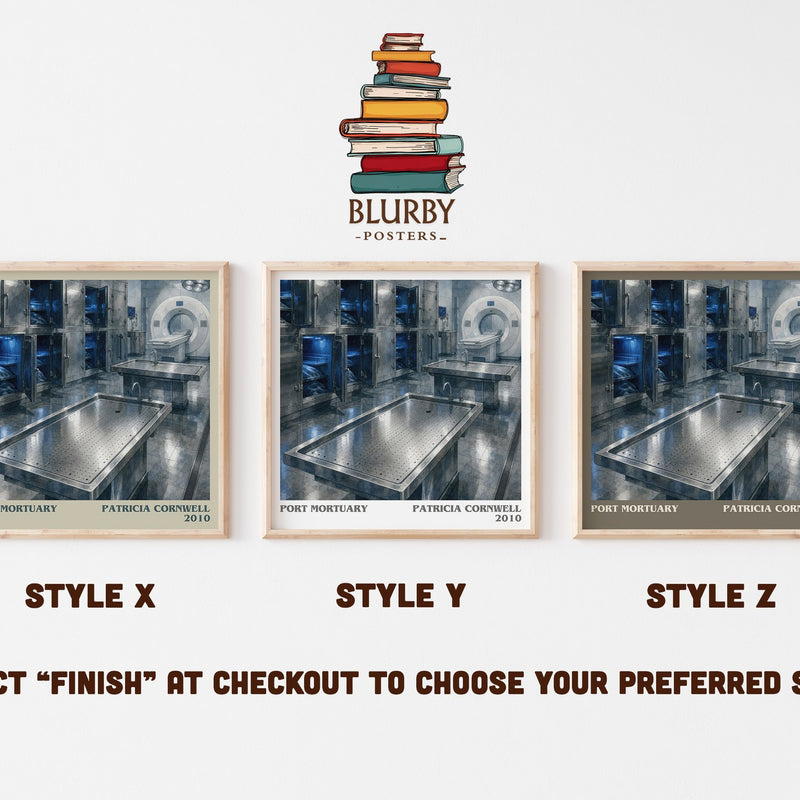 Port Mortuary literary print in frame leaning in hallway – crime wall art
