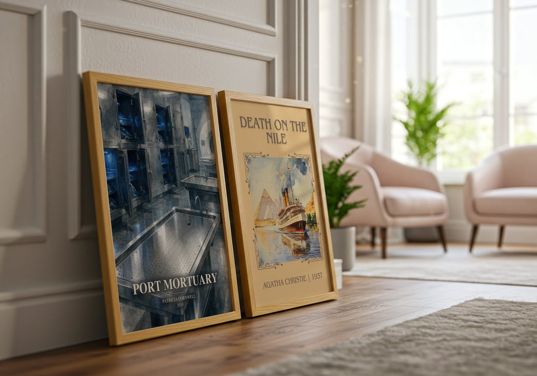 Port Mortuary watercolour print framed by window – literary home decor