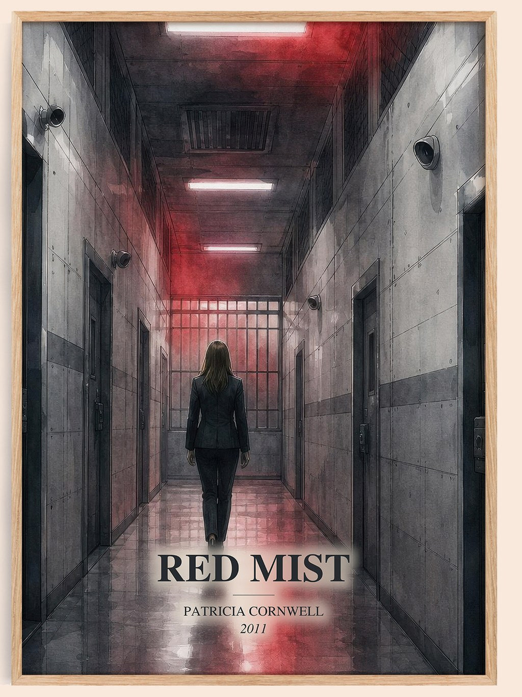 Red Mist watercolour book poster by Patricia Cornwell – framed literary art print