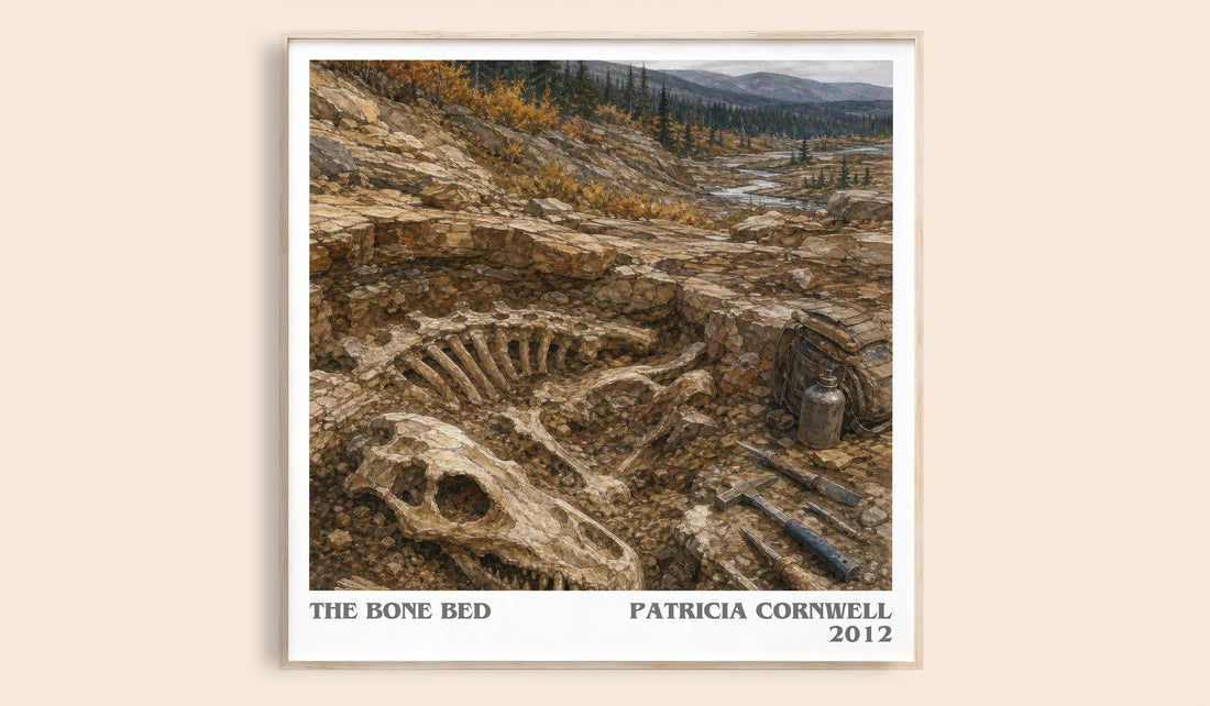 The Bone Bed literary book poster by Patricia Cornwell – framed literary art print