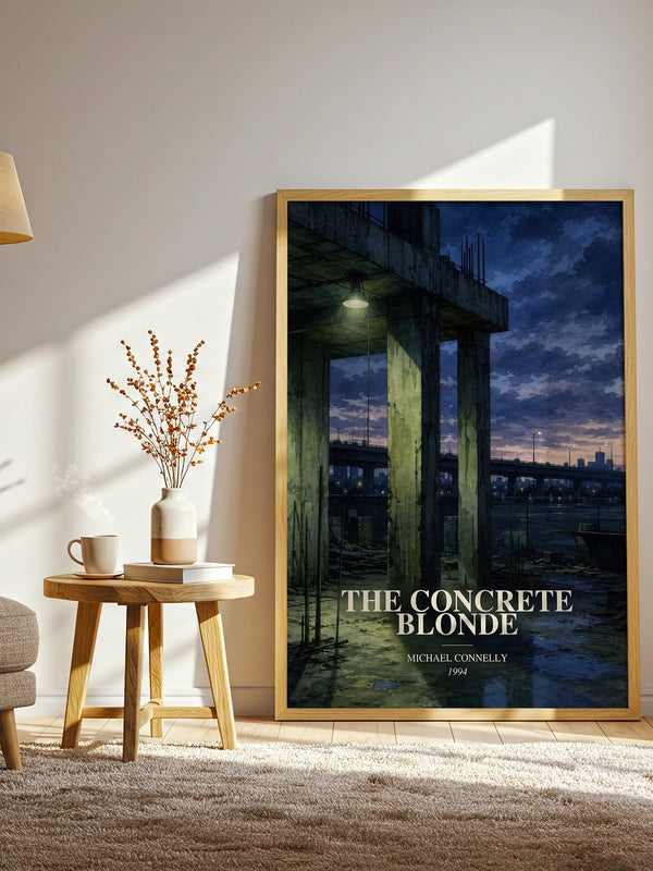 The Concrete Blonde watercolour print in frame leaning in hallway – crime wall art