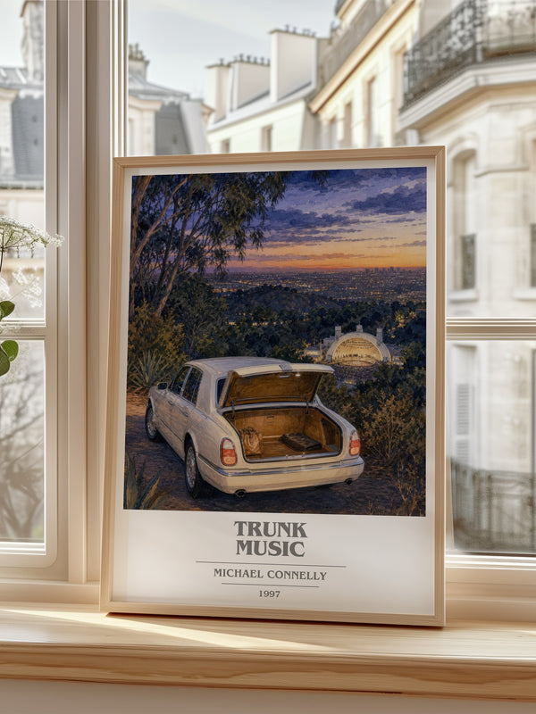 Trunk Music Book Cover Poster by Michael Connelly – framed print by a bright window
