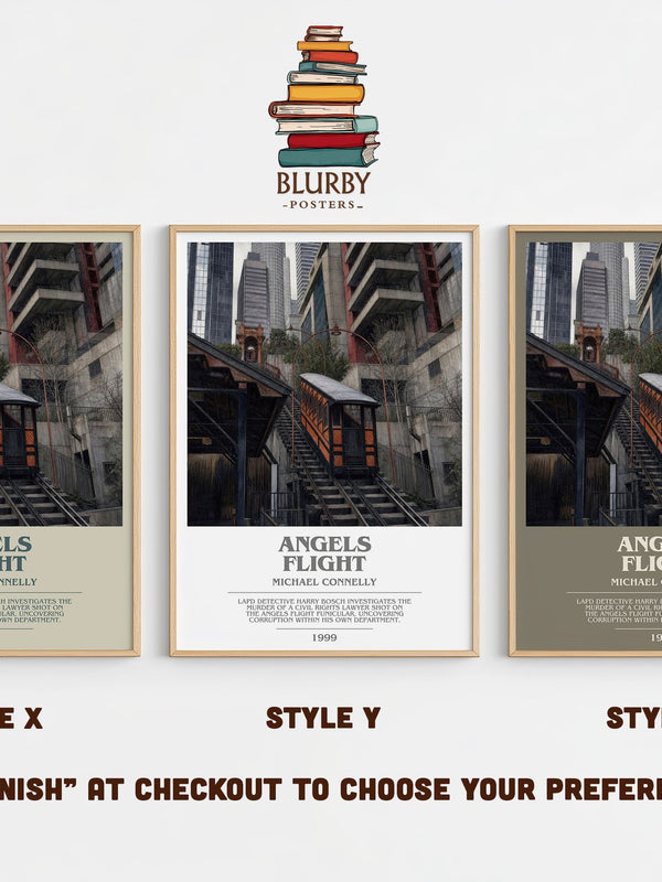 Angels Flight bookish print in frame leaning in hallway – crime wall art