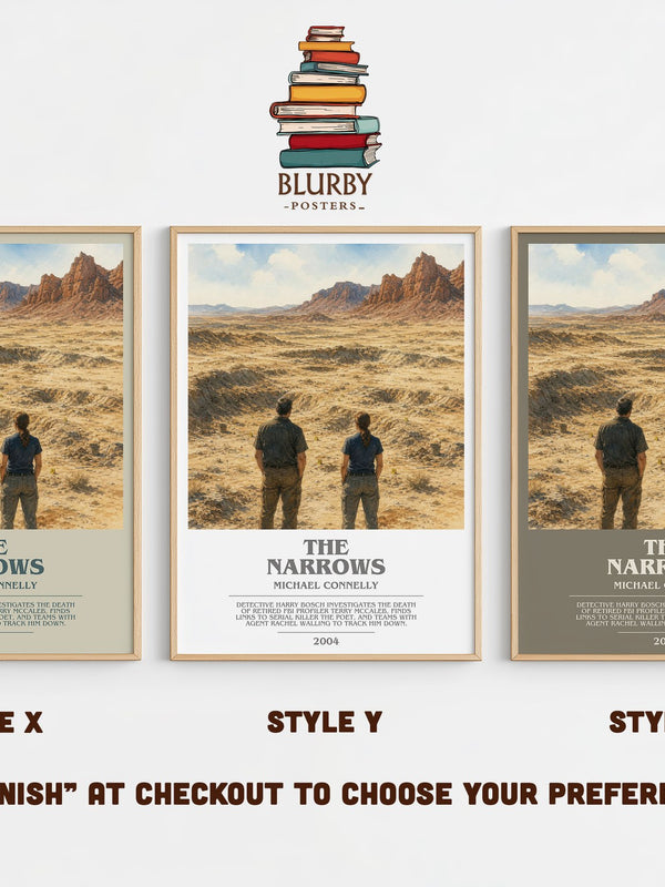 The Narrows bookish print in frame leaning in hallway – crime wall art