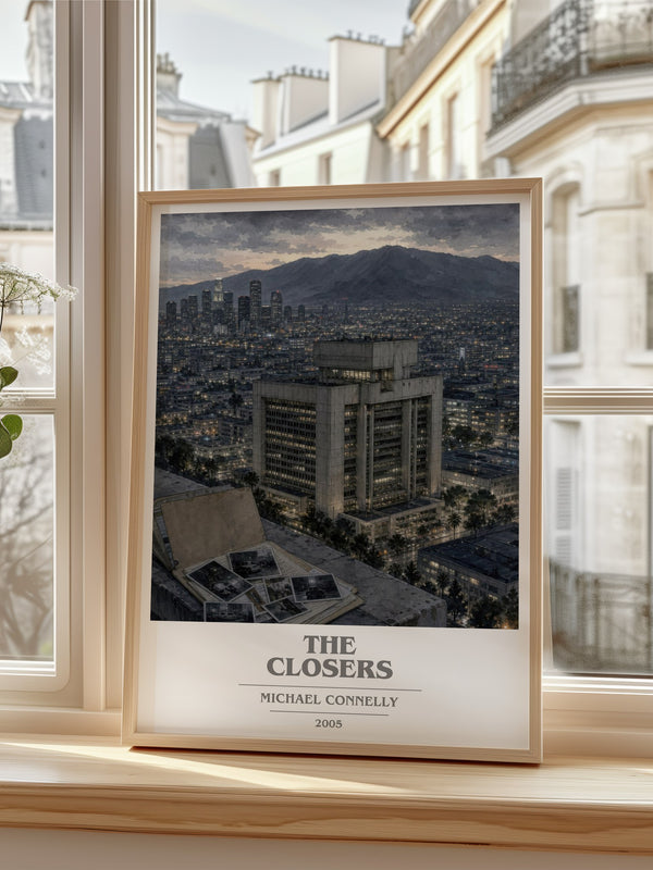 The Closers Book Cover Poster by Michael Connelly – framed print by a bright window