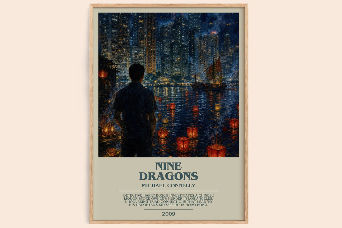 Nine Dragons bookish book poster by Michael Connelly – framed literary art print