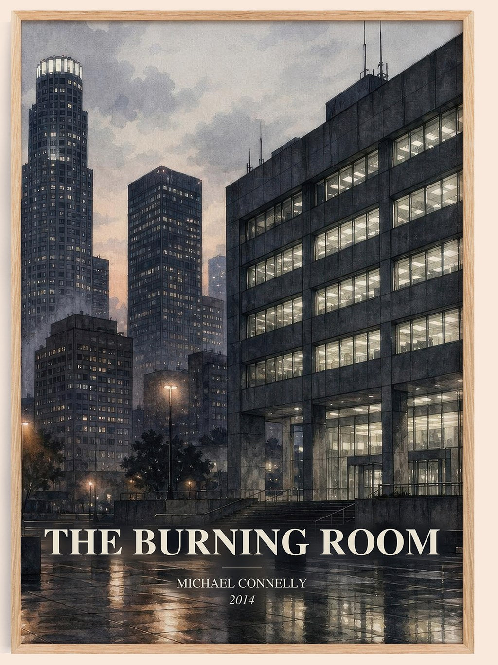 The Burning Room watercolour book poster by Michael Connelly – framed literary art print