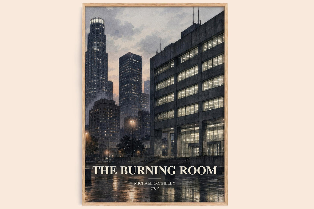 The Burning Room watercolour book poster by Michael Connelly – framed literary art print