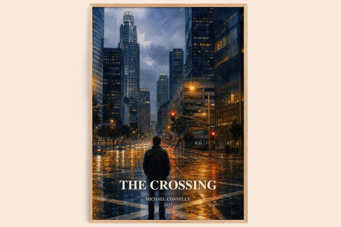 The Crossing watercolour book poster by Michael Connelly – framed literary art print