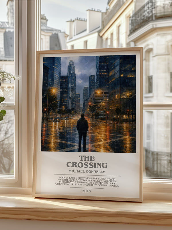 The Crossing Bookish Wall Art by Michael Connelly – framed print by a bright window