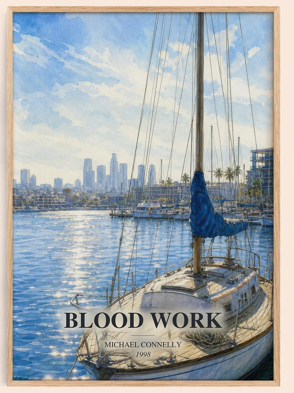 Blood Work watercolour book poster by Michael Connelly – framed literary art print
