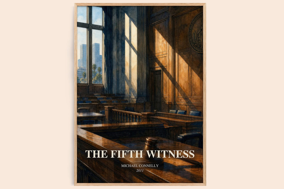 The Fifth Witness watercolour book poster by Michael Connelly – framed literary art print