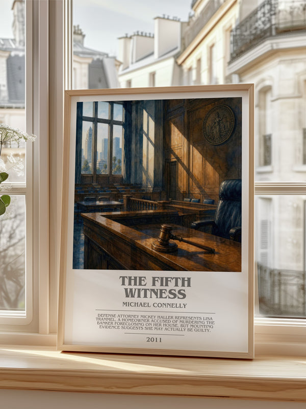 The Fifth Witness Bookish Wall Art by Michael Connelly – framed print by a bright window