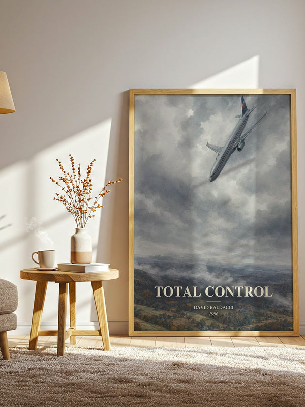 Total Control watercolour print in frame leaning in hallway – thriller wall art