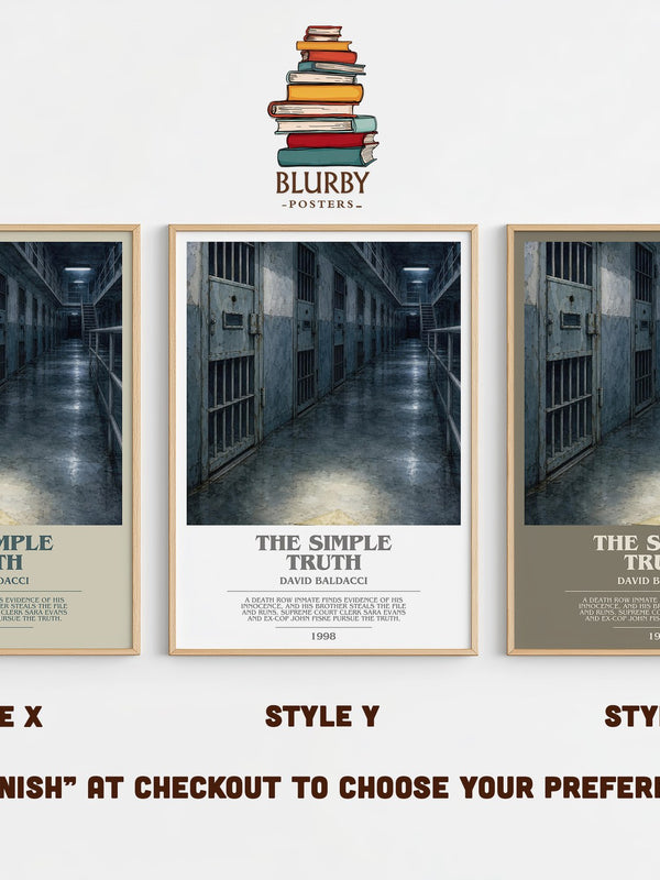 The Simple Truth bookish print in frame leaning in hallway – legal thriller wall art