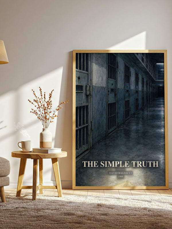 The Simple Truth watercolour print in frame leaning in hallway – legal thriller wall art