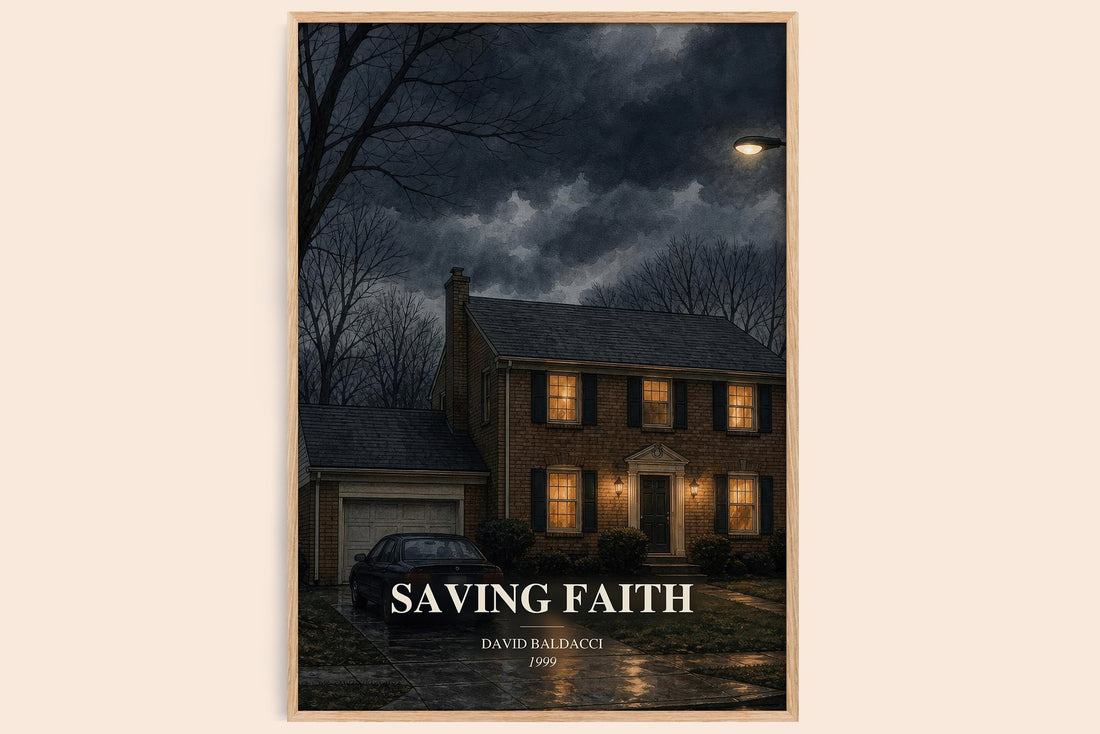 Saving Faith watercolour book poster by David Baldacci – framed literary art print