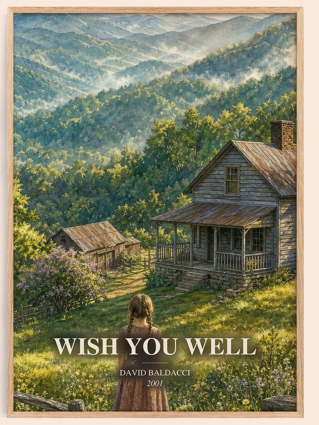 Wish You Well watercolour book poster by David Baldacci – framed literary art print