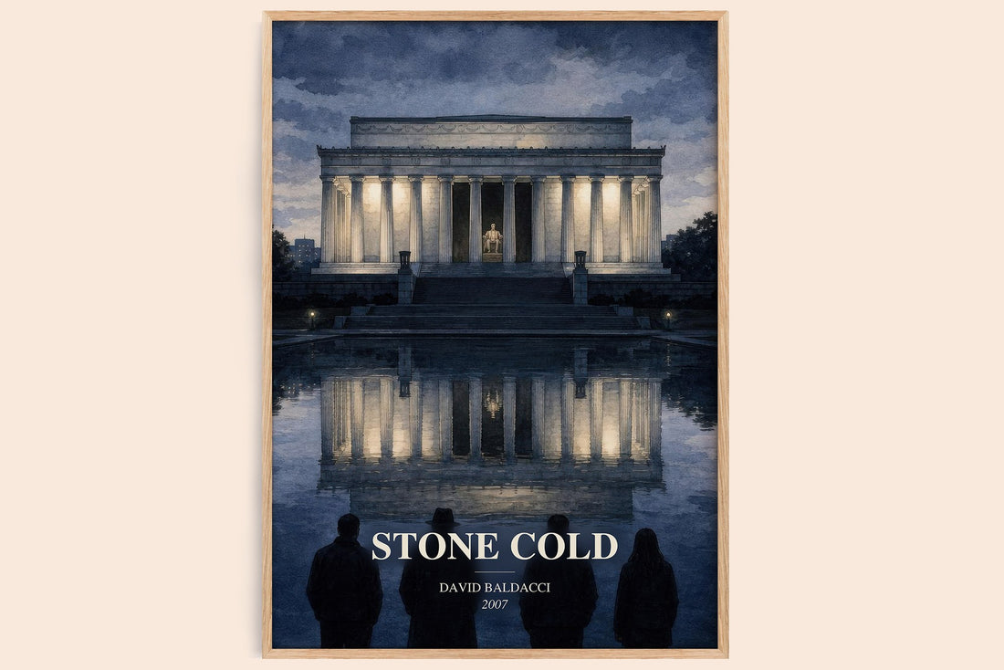 Stone Cold watercolour book poster by David Baldacci – framed literary art print