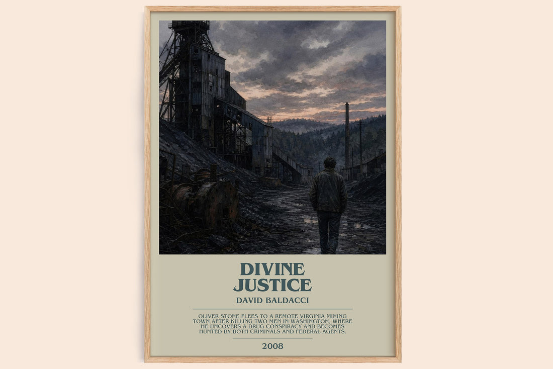 Divine Justice bookish book poster by David Baldacci – framed literary art print