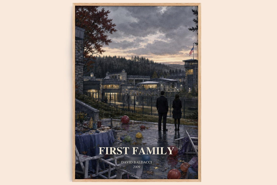 First Family watercolour book poster by David Baldacci – framed literary art print