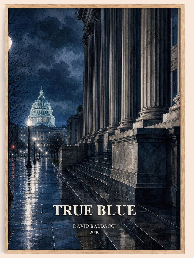 True Blue Book Watercolour Illustration by David Baldacci