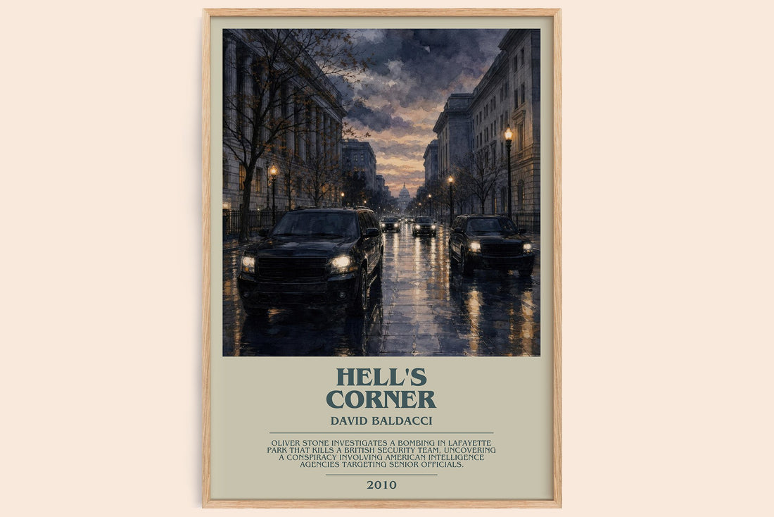 Hell's Corner bookish book poster by David Baldacci – framed literary art print