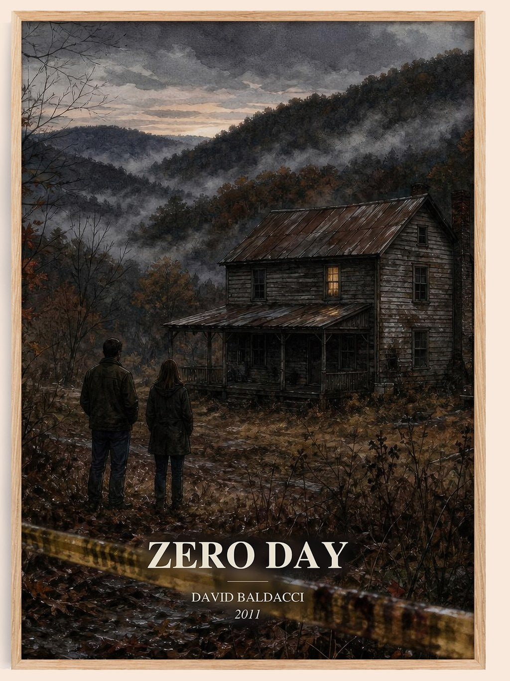 Zero Day watercolour book poster by David Baldacci – framed literary art print