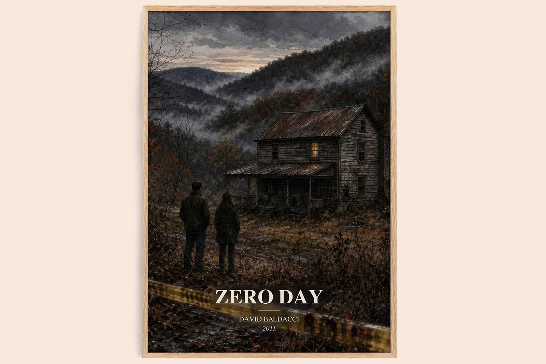 Zero Day watercolour book poster by David Baldacci – framed literary art print