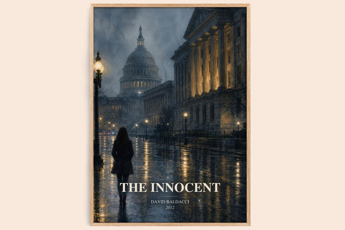 The Innocent watercolour book poster by David Baldacci – framed literary art print