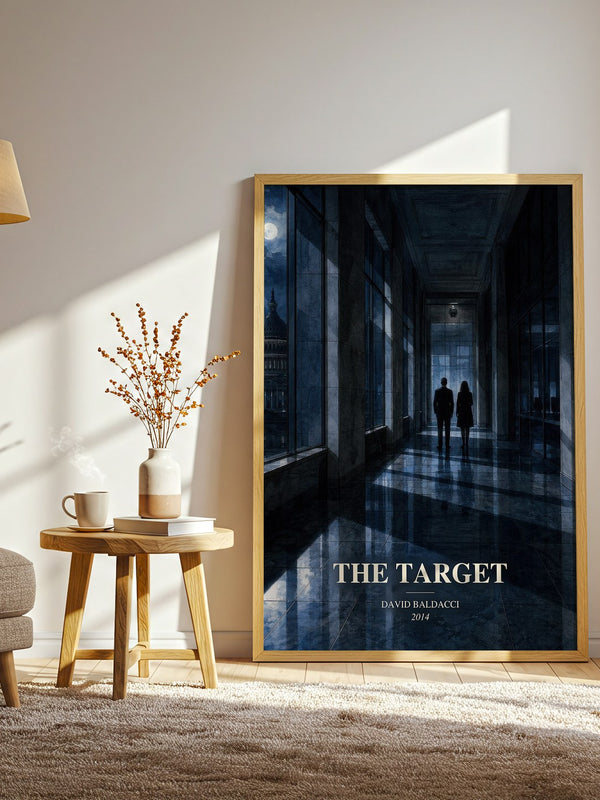The Target watercolour print in frame leaning in hallway – thriller wall art