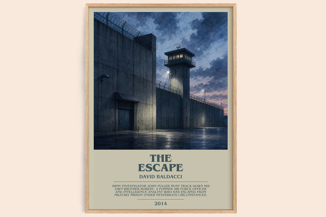 The Escape bookish book poster by David Baldacci – framed literary art print