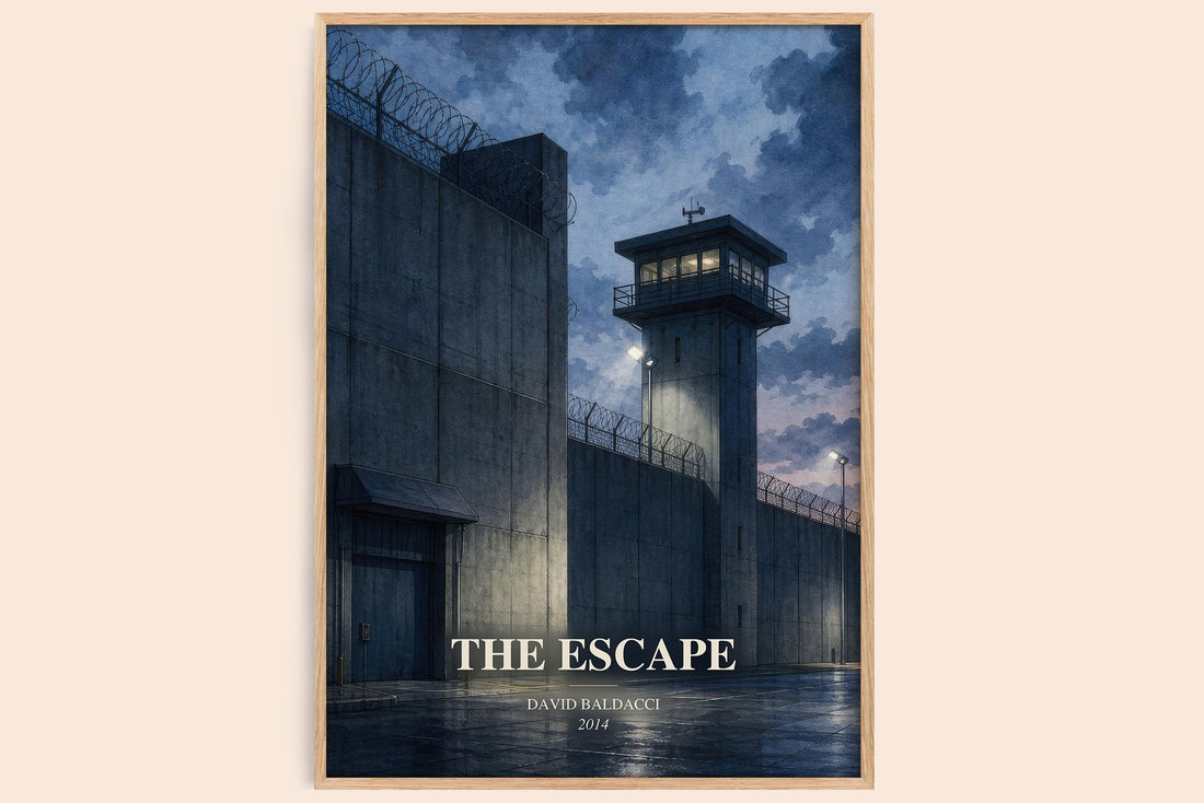 The Escape watercolour book poster by David Baldacci – framed literary art print