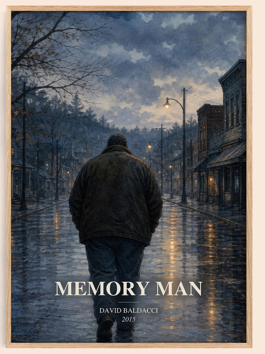 Memory Man watercolour book poster by David Baldacci – framed literary art print